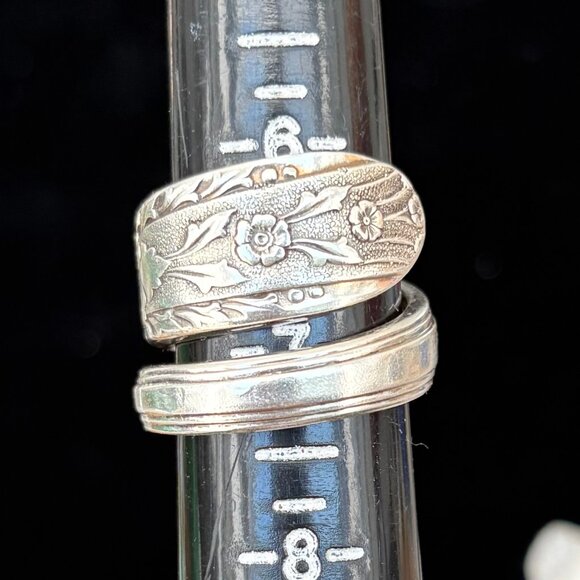 Silver plated silverware Ring Floral Design Size 6.5 - Picture 4 of 6